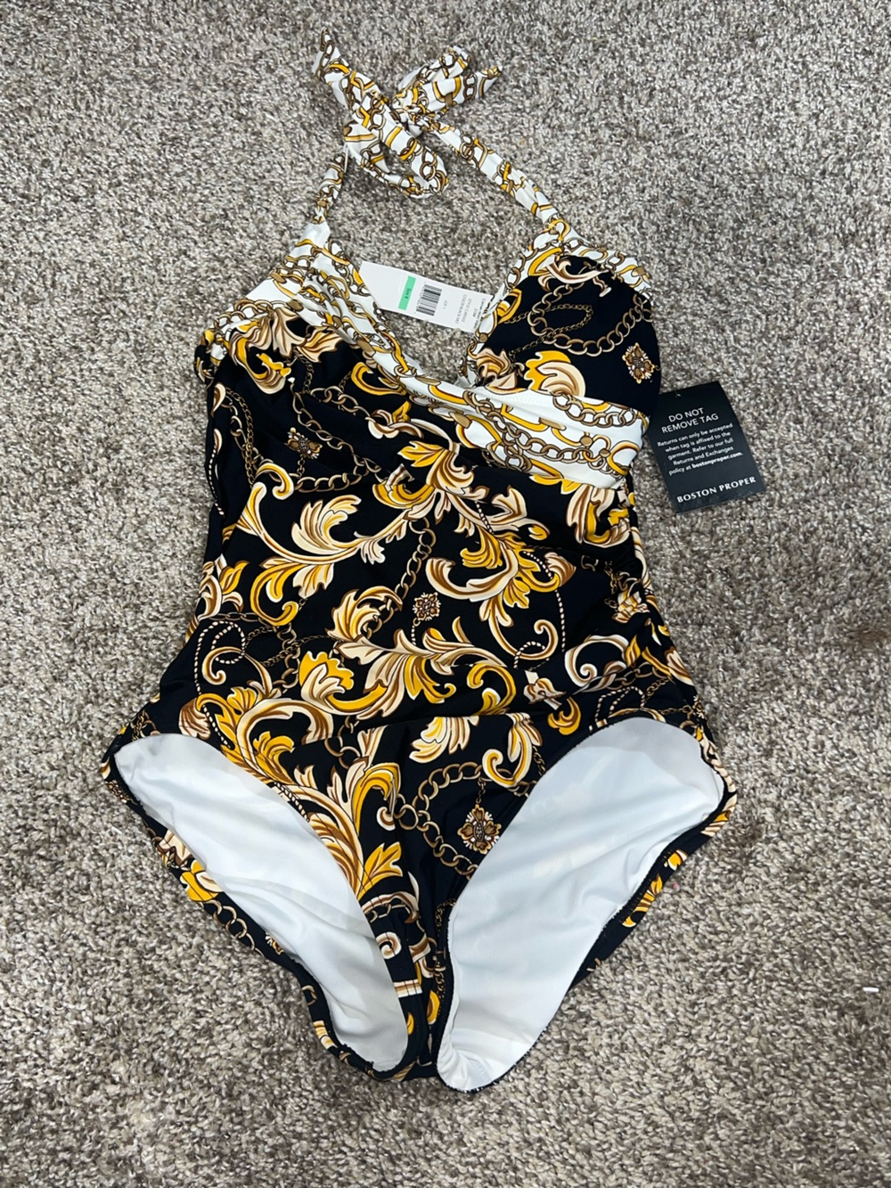 NWT Boston Proper by Carmen Marc Valvo Baroque-Print One-Piece Swimsuit 8